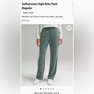 NWT LULULEMON SOFTSTREME HR SWEATPANTS IN SIZE 8